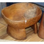 An African elm wood pedestal bowl length 49cm