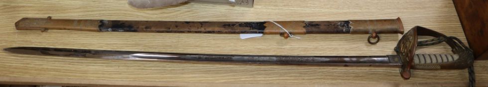 An early 20th century naval officer's dress sword length 95cm