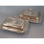 A pair of early George IV silver rectangular entree dishes by Joseph Craddock and William Kerr Reid,