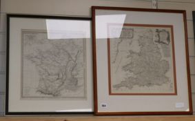 Thomas Kitchin, engraving, Accurate Map of the Roads of England and Wales, 35 x 35cm and a Baldwin &