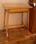 An Edwardian painted and decorated satinwood folding card table W.53cm