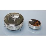 Two George V silver and tortoiseshell mounted trinket boxes, the largest by Mappin & Webb,