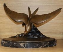 A Goutcheff Art Deco bronze gull height 32cm