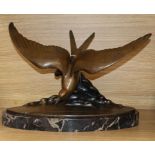 A Goutcheff Art Deco bronze gull height 32cm