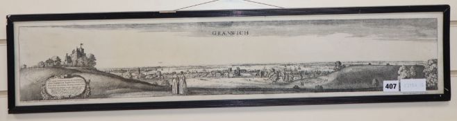 A reproduction print of Greenwich, 16 x 84cm