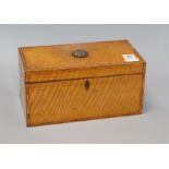 A George III inlaid satinwood tea caddy length 31cm