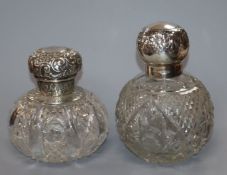 Two late 19th/early 20th century silver mounted cut glass scent bottles, one by William Harrison