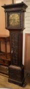 A George III carved oak thirty hour longcase clock H.220cm