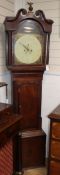 An early 19th century oak and mahogany banded eight day longcase clock H.214cm