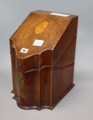 A George III inlaid knife box height 38cm