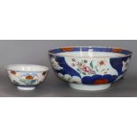 A Chinese bowl and a Chinese Imari bowl largest diameter 28cm