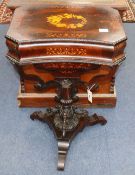 A late 19th century French marquetry inlaid rosewood musical work table W.54cm