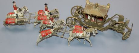 A Britains Coronation carriage and horses group