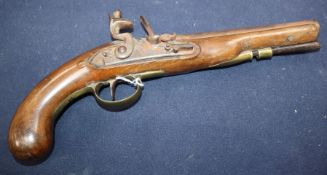 A flintlock pistol stamped 'Calvert'