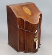 A George III original matrix mahogany knife box height 33cm