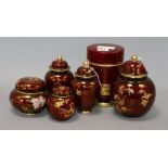 Six pieces of Carlton ware Rouge Royale tallest 16.5cm