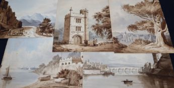 Twelve 19th century Italian landscape watercolours