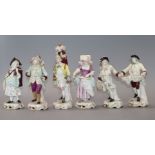 A set of six Rudolfstadt Volkstedt figures of street criers tallest 18cm