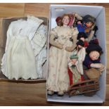 Late 19th / early 20th century European fabric dolls in costume and a collection of other dolls