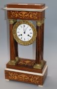 A late 19th century French Portico clock height 46cm
