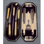 A cased early 20th century plated serving and carving set.