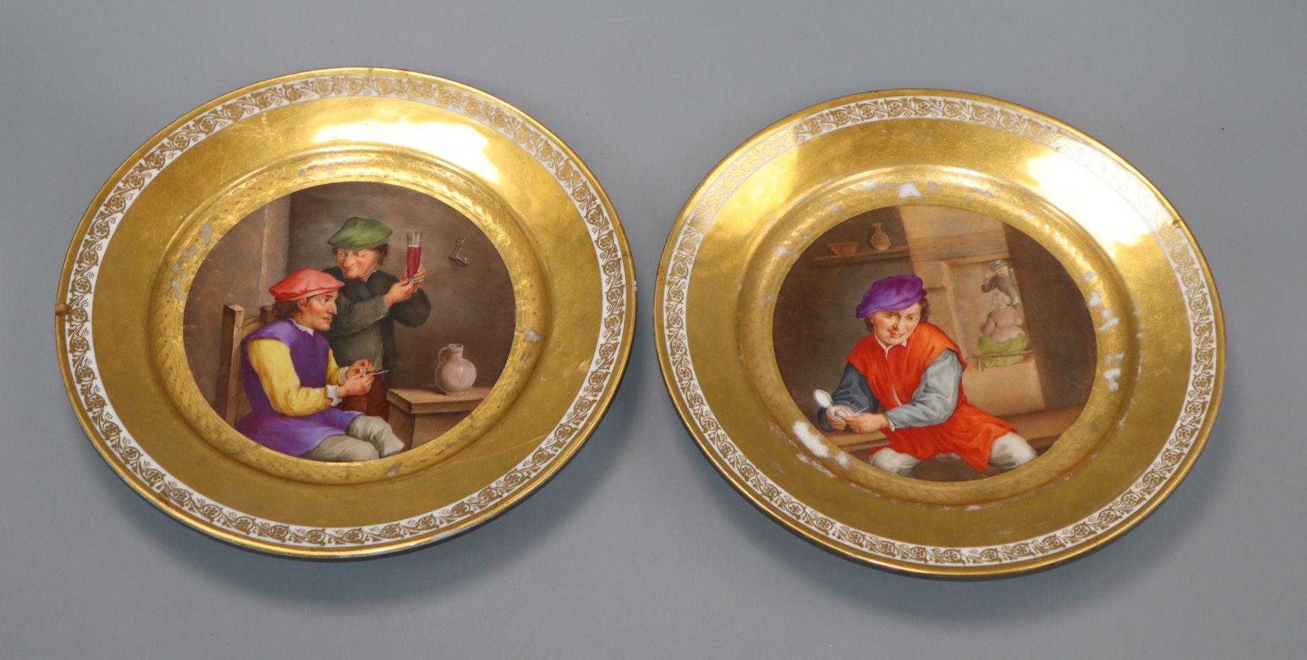 A pair of 19th century Paris porcelain plates diameter 24cm