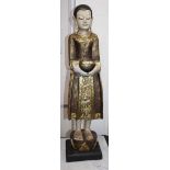 A painted carved giltwood Buddha incense burner height 79cm