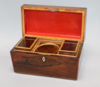 An early Victorian rosewood tea caddy length 32cm