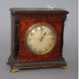 A French amboyna mantel timepiece height 17cm