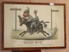 E. Cross & Co., chromolithograph, WWI Anti-German print, 'Goodbye Little Willie', 49 x 72cm