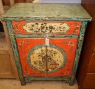 A Chinese painted cupboard W.66.5cm