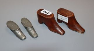 Two pairs of 19th century snuff boots