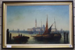 H. Clemy (19th C. French) oil on canvas, Shipping off Venice, signed, 41 x 67cm