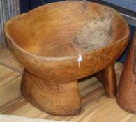 An African elm pedestal bowl length 49cm