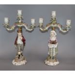 A pair of Continental porcelain candelabra height 36cm