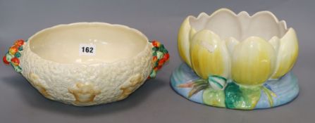 Two Clarice Cliff bowls longest 29cm