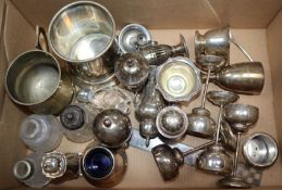 Twelve small items of assorted silver including miniature Victorian chamberstick, Saunders &