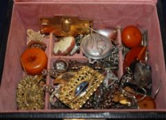 A box of assorted costume jewellery.