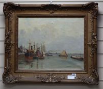 Willem Horselenberg (1881-1961), oil on canvas, Shipping in harbour, signed, 40 x 50cm