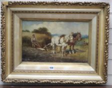 J.W. Nelsall?, oil on canvas, The Plough Team, indistinctly signed, 26 x 42cm