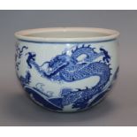 A Chinese blue and white 'dragon' jardiniere height 16cm