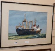 Harold Whitehead, watercolour, The stern-trawler, Arctic Freebooter, H362, signed and dated, 1986