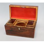 An early Victorian rosewood tea caddy length 32cm