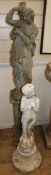 Two reconstituted stone garden ornaments Larger 128cm high