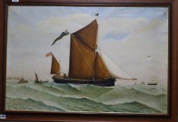 H. Doherty, oil on canvas, Lugger British Lion at sea, signed, 60 x 91cm