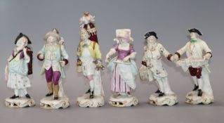 A set of six Rudolfstadt Volkstedt figures of street criers tallest 18cm