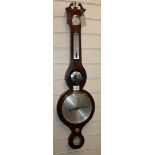 A George III inlaid mahogany barometer and thermometer H,96cm