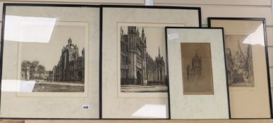 Wilfred Appleby, two etchings, Views of Aberdeen University, signed in pencil, 35 x 32cm and two