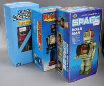 Metal House, Japan, two tinplate battery-operated robots, 'Star Patrol' and 'Television Robot' and