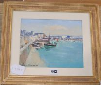 Ian Houston (1934-) oil on board, 'The Sunlit Harbour, Douarnenez', signed, 20 x 24cm